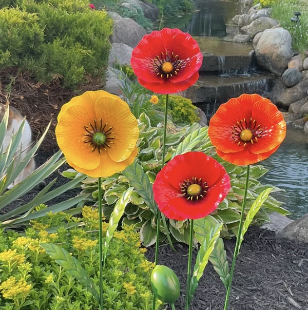 Poppy Garden Stake 34" (Sold Separately)