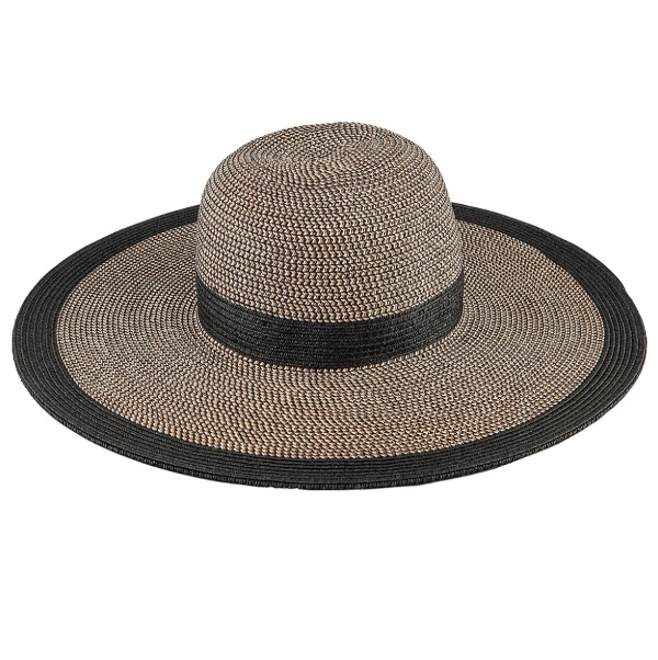 Women�s Water Repellent Striped Floppy Hat in Black