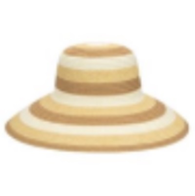 Sweets Striped Paper Braid Structured Round Crown Hat