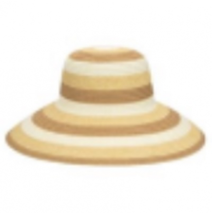 Sweets Striped Paper Braid Structured Round Crown Hat