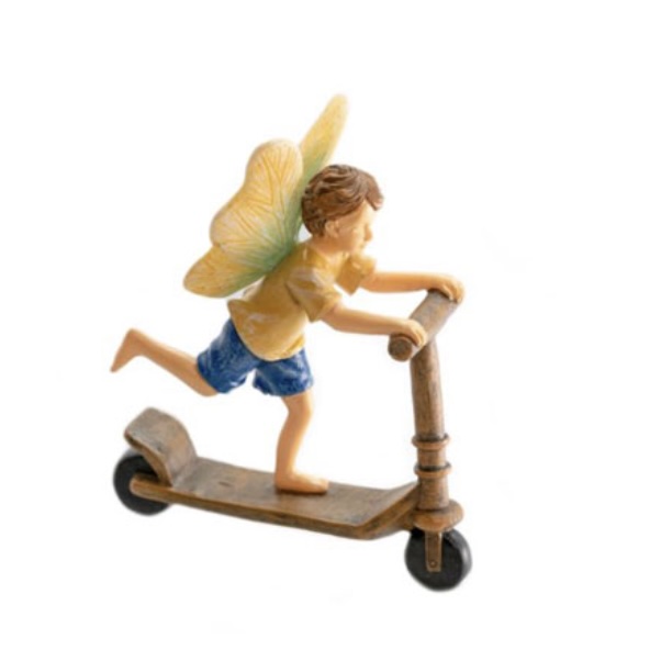 Fairy Boy Riding on a Scooter
