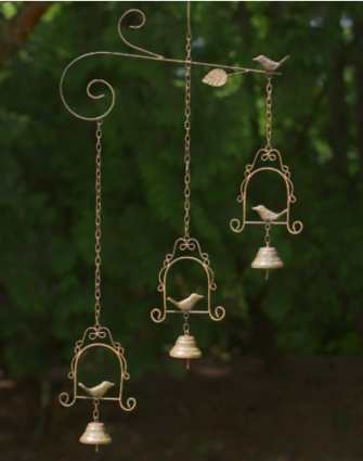 Triple Birds on Swings Wind Chime