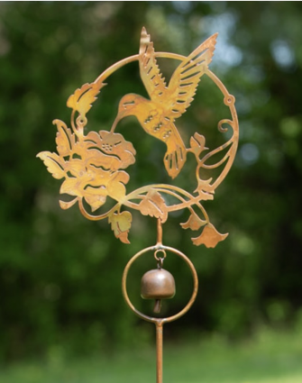 Hummingbird and Lily Garden Stake 30"H