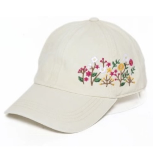 Flower Side Embroidery Hat � Beige