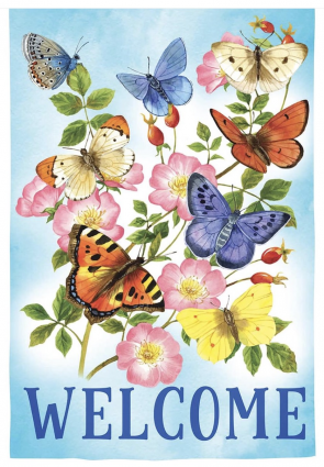  Butterfly's Fly Together Burlap Garden Flag