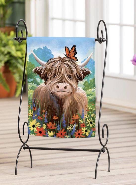 Highland Cow Named Summer Suede Garden Flag