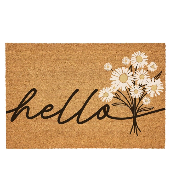 Daisy Scape Coir Mat Hello Bouquet