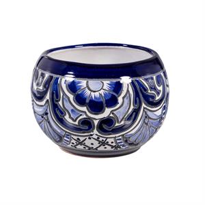 PLANTER, 7" BU/WHT TALAVERA BOWL