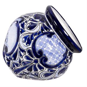 PLANTER, 12"TILTED CHATA BLU/WHT