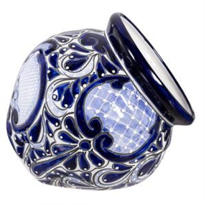 PLANTER, 12"TILTED CHATA BLU/WHT