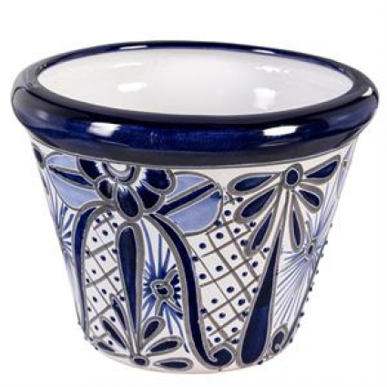 PLANTER, 9" BU/WHT TALAVERA BOWL