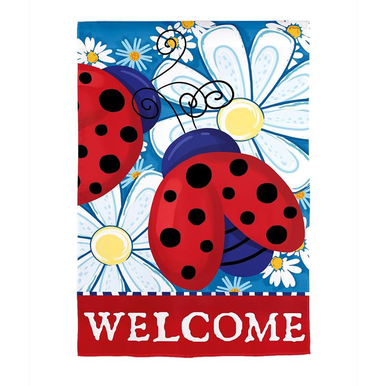 Patriotic Ladybugs Applique Garden Flag