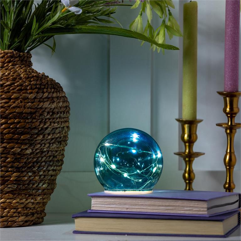 LED Iridescent Glass Globe Table Decor 4"