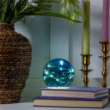 LED Iridescent Glass Globe Table Decor 4"