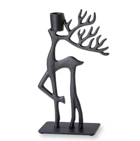 Forest Reindeer Gazing Up Taper Holder 9.6"
