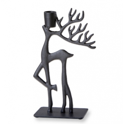 Forest Reindeer Gazing Up Taper Holder 9.6"