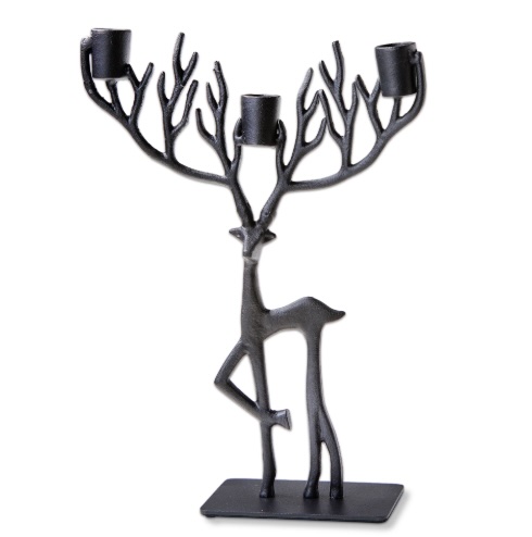 Forest Reindeer Centerpiece Taper Holder 13.6"