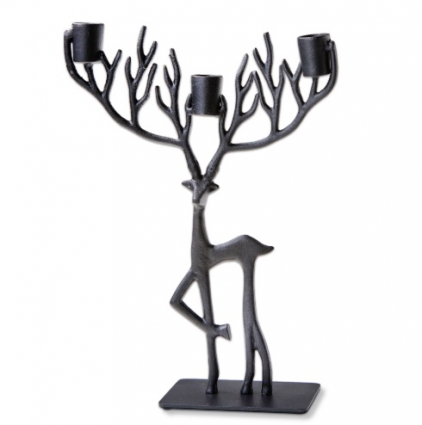 Forest Reindeer Centerpiece Taper Holder 13.6"