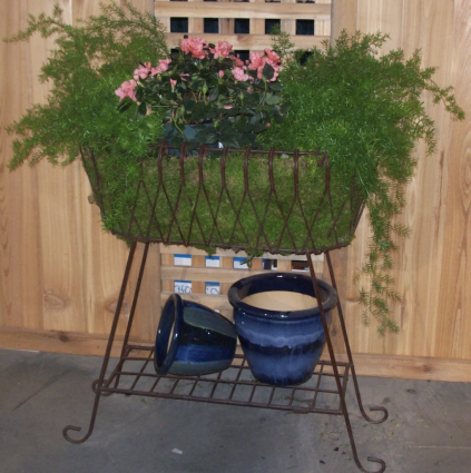 Deep Basket Fern Stand � Clear Coat 32" 
