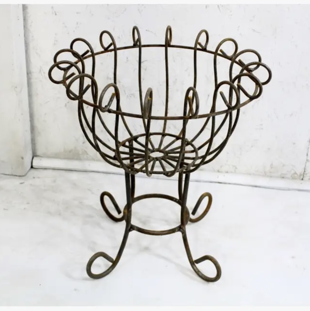 Wrought Iron Short Plant Stand Flower Container 17.5"
