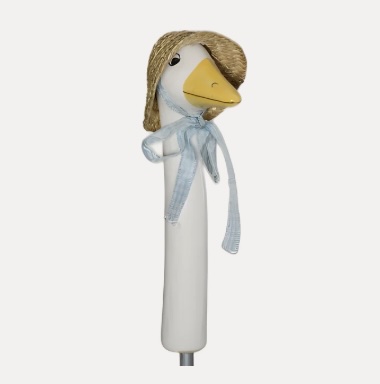 Garden Goose with Straw Hat Plant Pick 8.7"