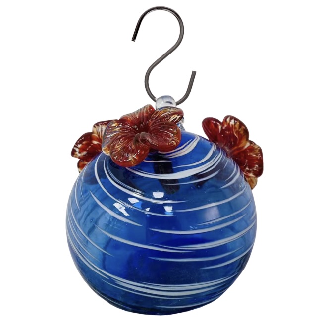 Artisan Recycled Glass 3-Port Hummingbird Feeder