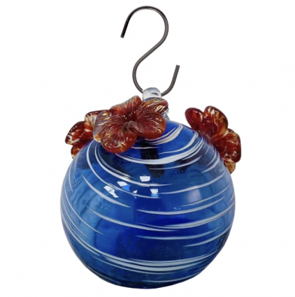 Artisan Recycled Glass 3-Port Hummingbird Feeder