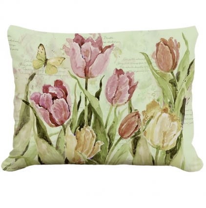 Pink and Yellow Tulips Pillow 19" x 24"