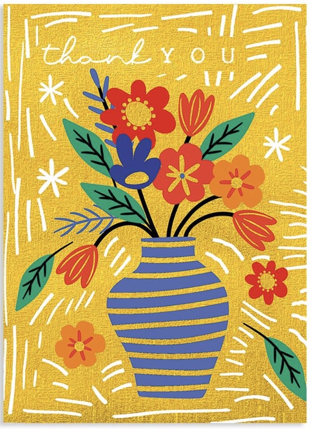 Gold Flowers Thank You Greeting Card
