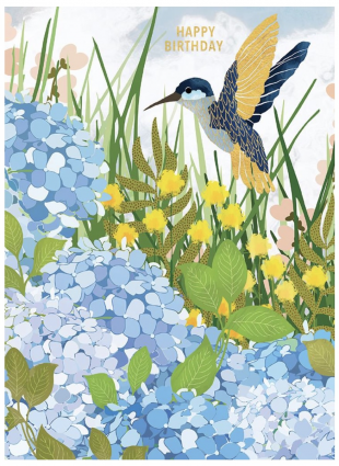 Hummingbird Garden Birthday Card