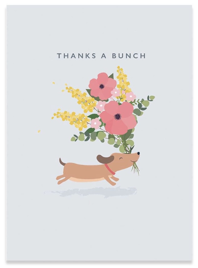 Dog with Flowers Thank You Greeting Card