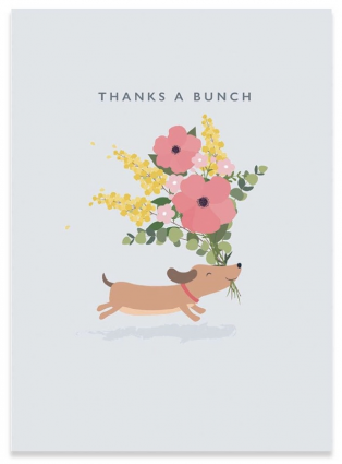 Dog with Flowers Thank You Greeting Card