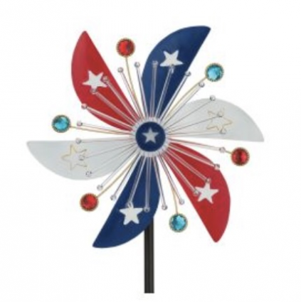 Americana Spinner Solar Stake Pinwheel