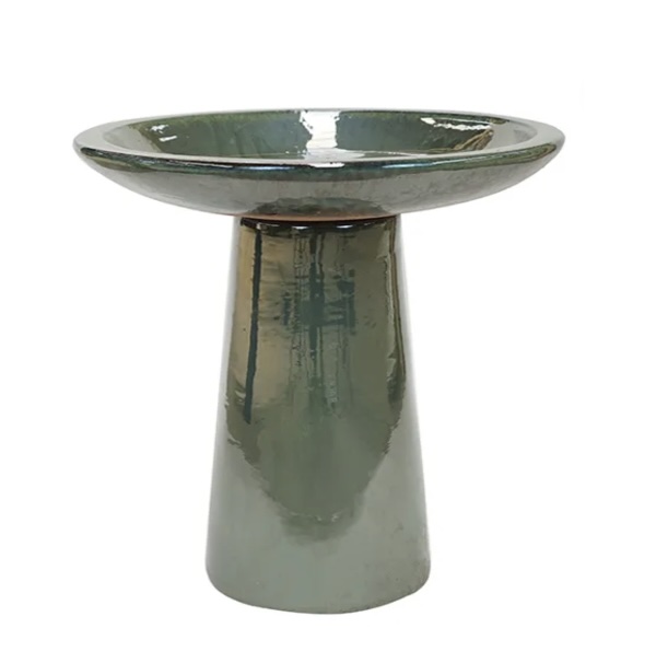 Large Modern Birdbath Metallic Green
