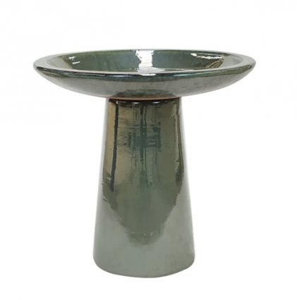 Small Modern Birdbath Metallic Green