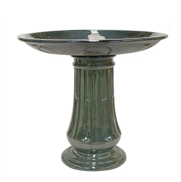 Small Athena Birdbath Metallic Green
