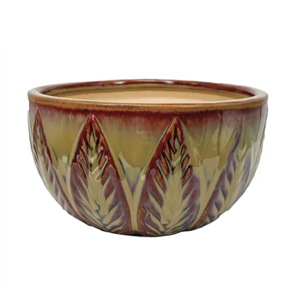 Linear Leaf Bowl Crimson Sunshine 8.25"