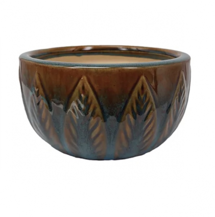 Linear Leaf Bowl Chestnut Jade 8.25"