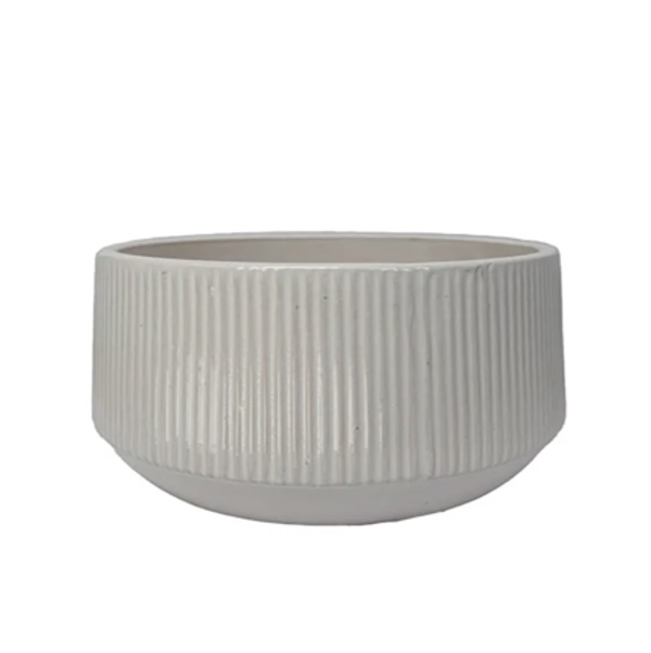 Vertical Striped Bowl Coconut 8.5"