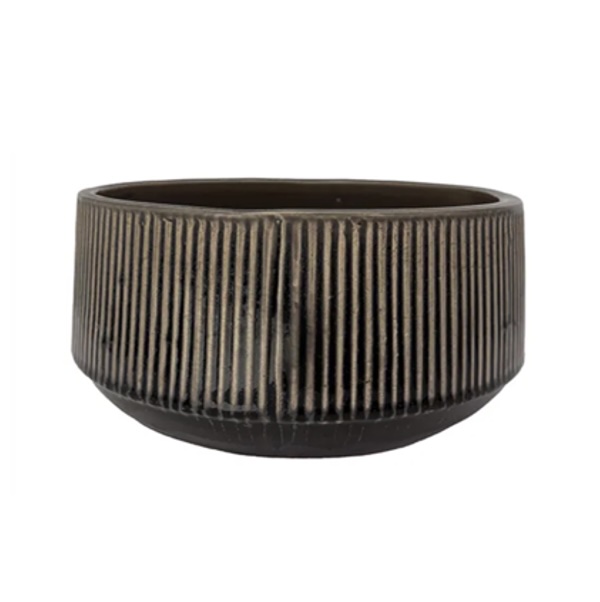 Vertical Striped Bowl in Dark Charcoal 8.5"