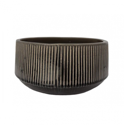 Vertical Striped Bowl in Dark Charcoal 8.5"