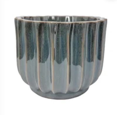 Petoskey Ribbed Teal Planter 8" x 6.5"