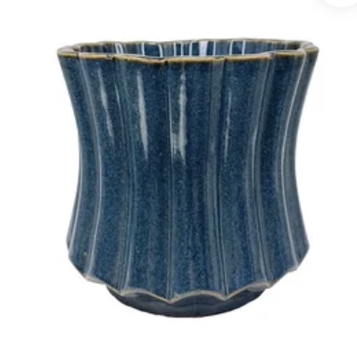 Charlevoix Pinched Waist Pedestal Planter Yale Blue 6.5" x 6"