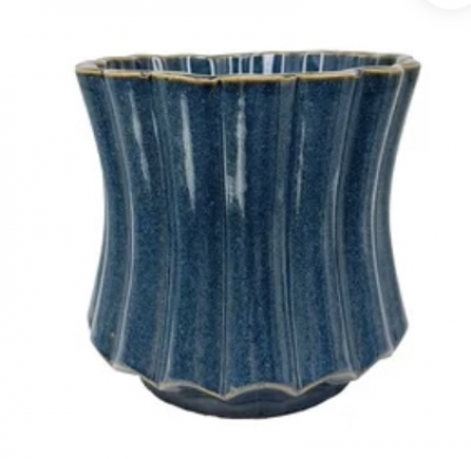 Charlevoix Pinched Waist Pedestal Planter Yale Blue 6.5" x 6"