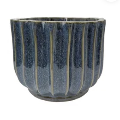 Petoskey Ribbed Planter Yale Blue 6.5" x 5"