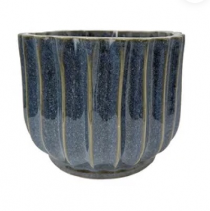 Petoskey Ribbed Planter Yale Blue 6.5" x 5"