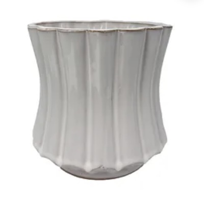 Charlevoix Pinched Waist Pedestal Planter Daisy White 6.5" x 6"