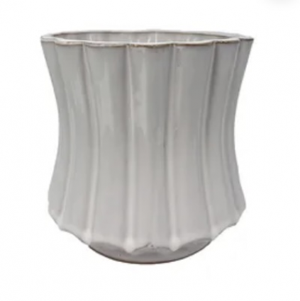 Charlevoix Pinched Waist Pedestal Planter Daisy White 6.5" x 6"