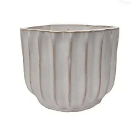 Petoskey Ribbed Planter Daisy White 6.5" x 5"