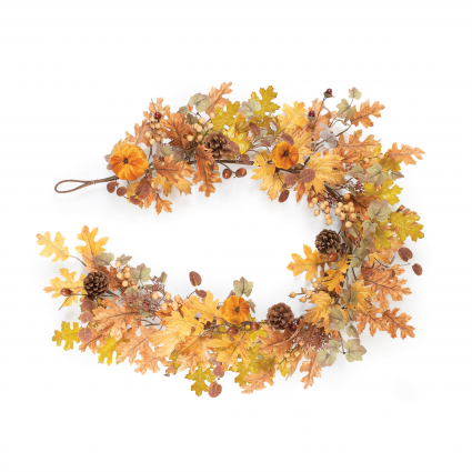 Pumpkin & Fall Leaf Garland 5'